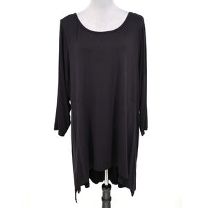 Lane Bryant Top Plus Sz 22 Black Stretch Knit Pullover Blouse Shark Bite Hem New